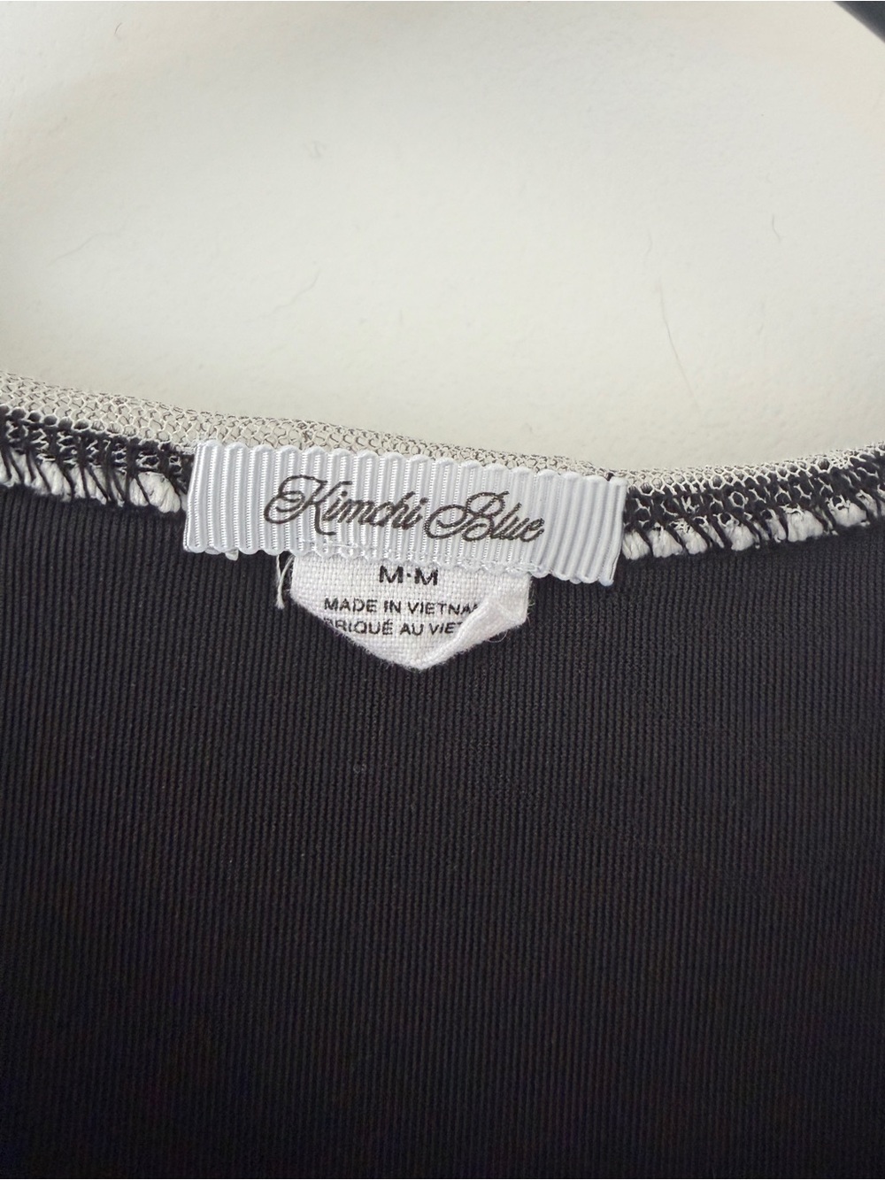 Kimchi Blue Black Ribbed Top with Trimmed Neckline - Picture 2 of 4